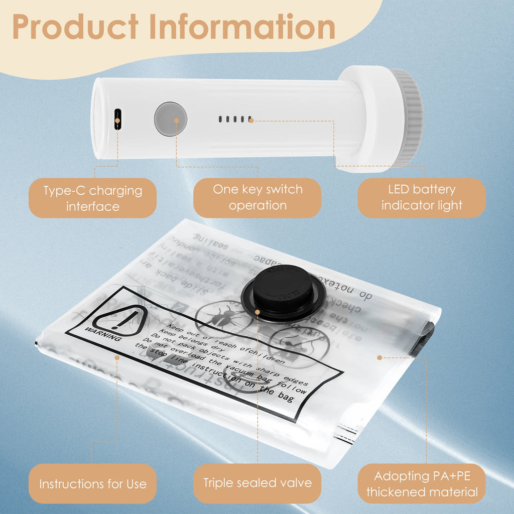 Travel AirLock Storage Bags with USB Electric Pump