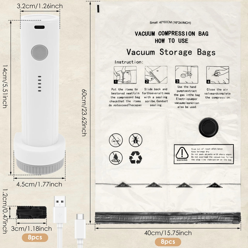 Travel AirLock Storage Bags with USB Electric Pump